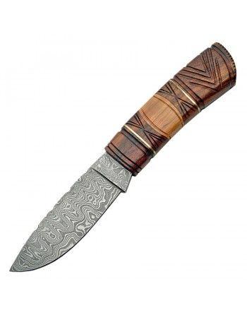 Nůž s pevnou čepelí DAMASCUS CARVED dřevěná rukojeť