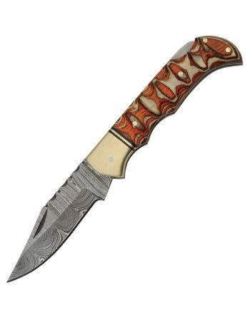 Nůž zavírací DAMASCUS TWISTED dřevěná rukojeť