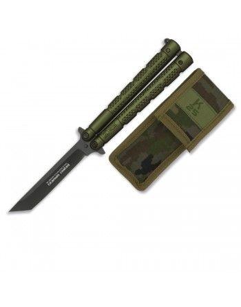 Nůž motýlek K25 TANTO s pouzdrem ZELENÝ
