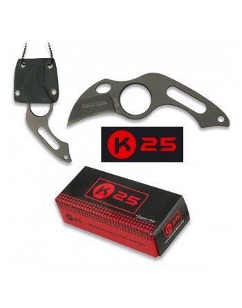 Nůž K25 31849 s řetízkem na krk ČERNÝ