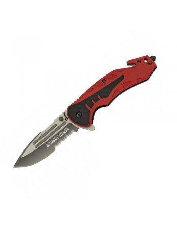 Nůž zavírací K25 18319 s kombinovaným ostřím ČERVENÝ