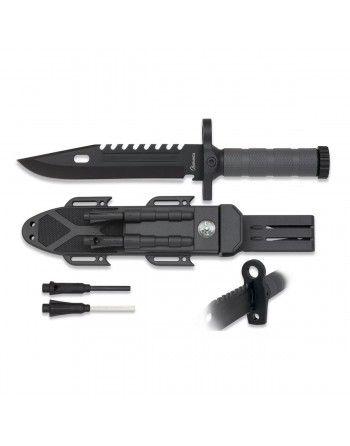 Nůž SURVIVAL s vybavením ČERNÝ
